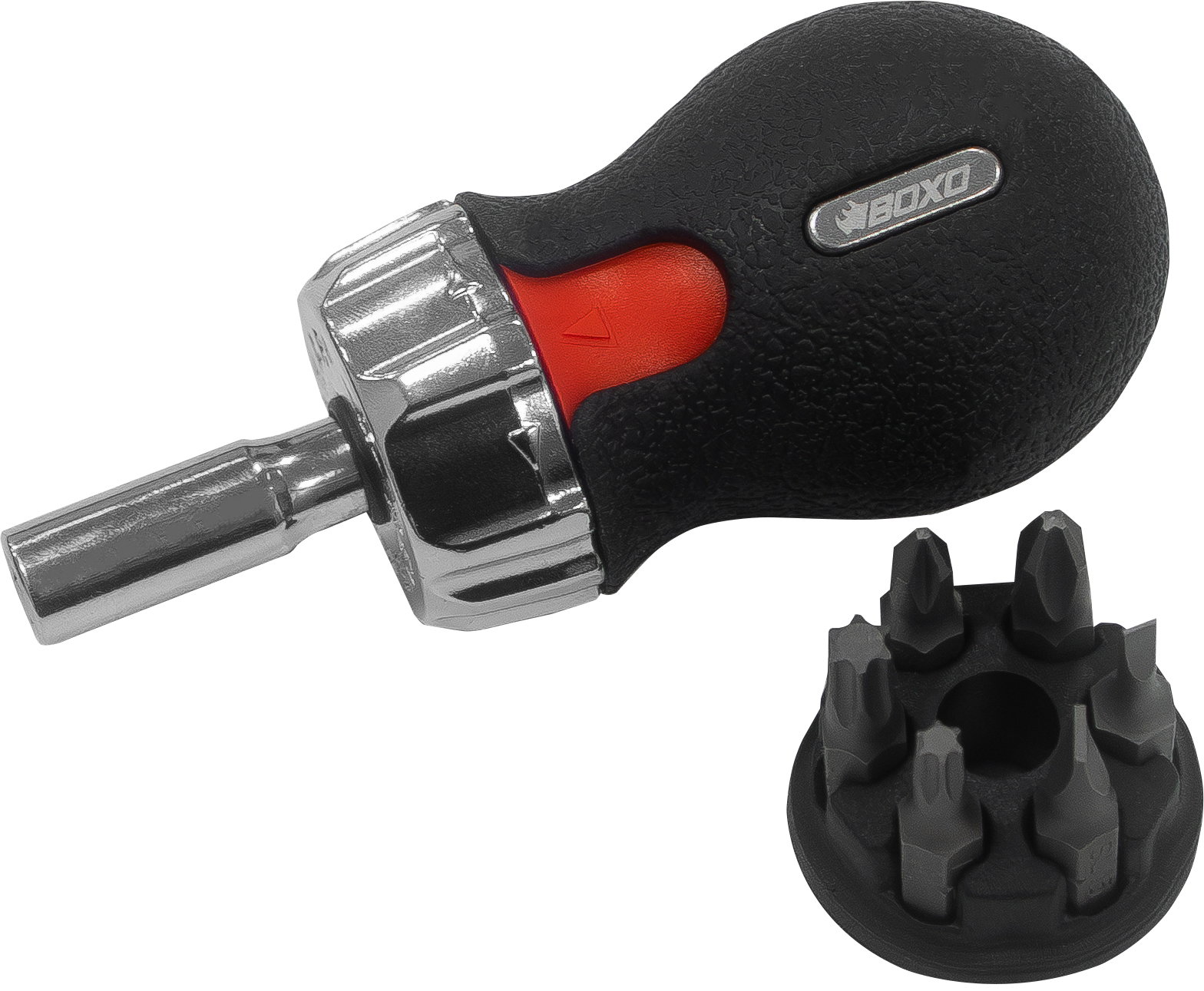 Stubby Ratcheting Screwdriver w/ bits storage