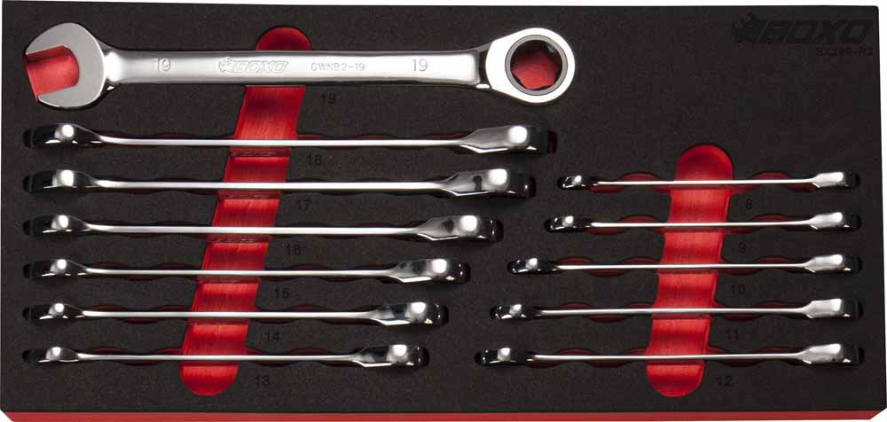 12 Pc Bolt Extractor Non-Reversible Ratcheting Spanner Set