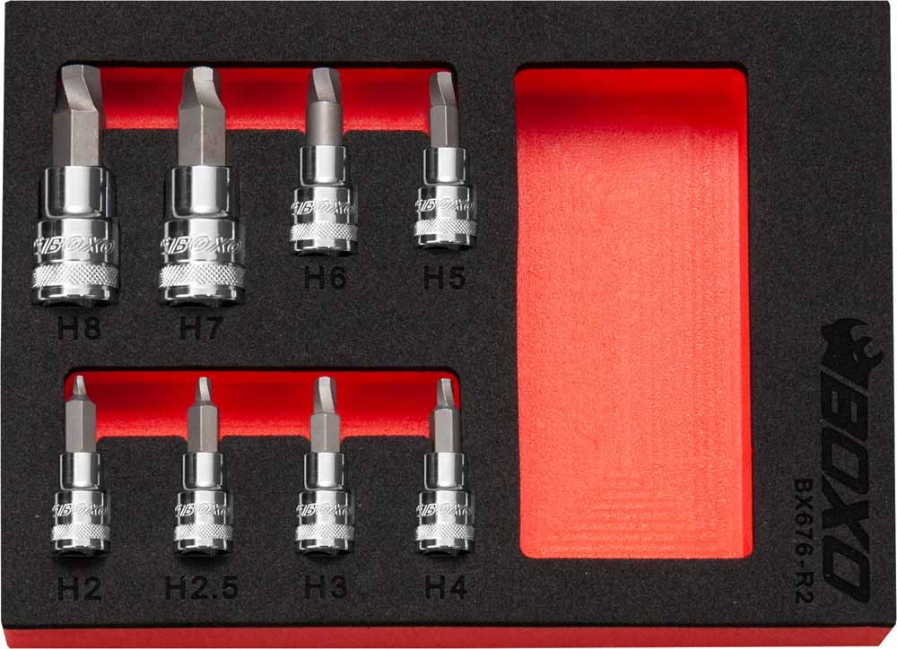 Boxo 1/4" & 3/8" Hex Extractor Bit Socket Set In EVA Foam