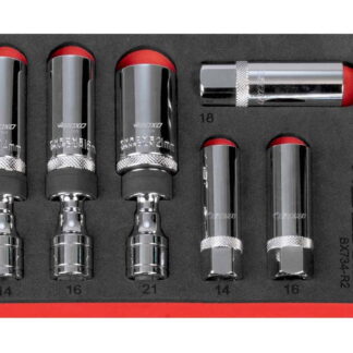 6Pc 3/8 Dr 12Pt Thin Wall & Magnetic Swivel Spark Plug Set