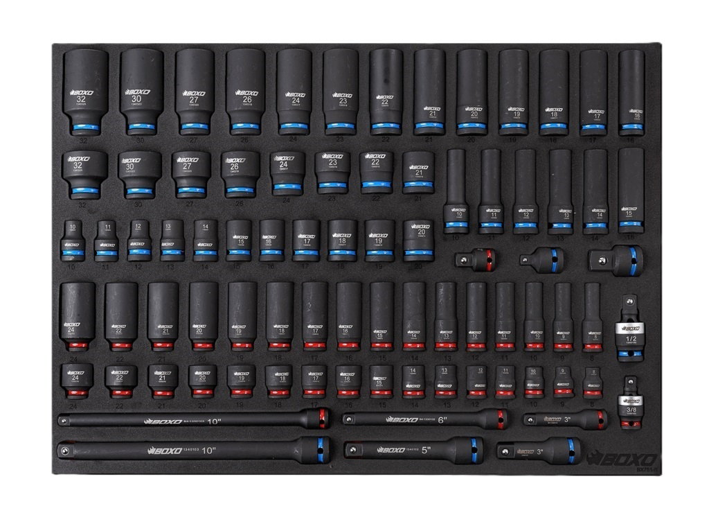 BOXO 3/8" & 1/2" Drive Master Impact Socket Set 81Pc