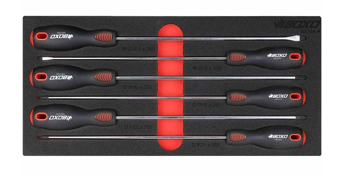 6pc 250mm long Screwdriver set in EVA Foam
