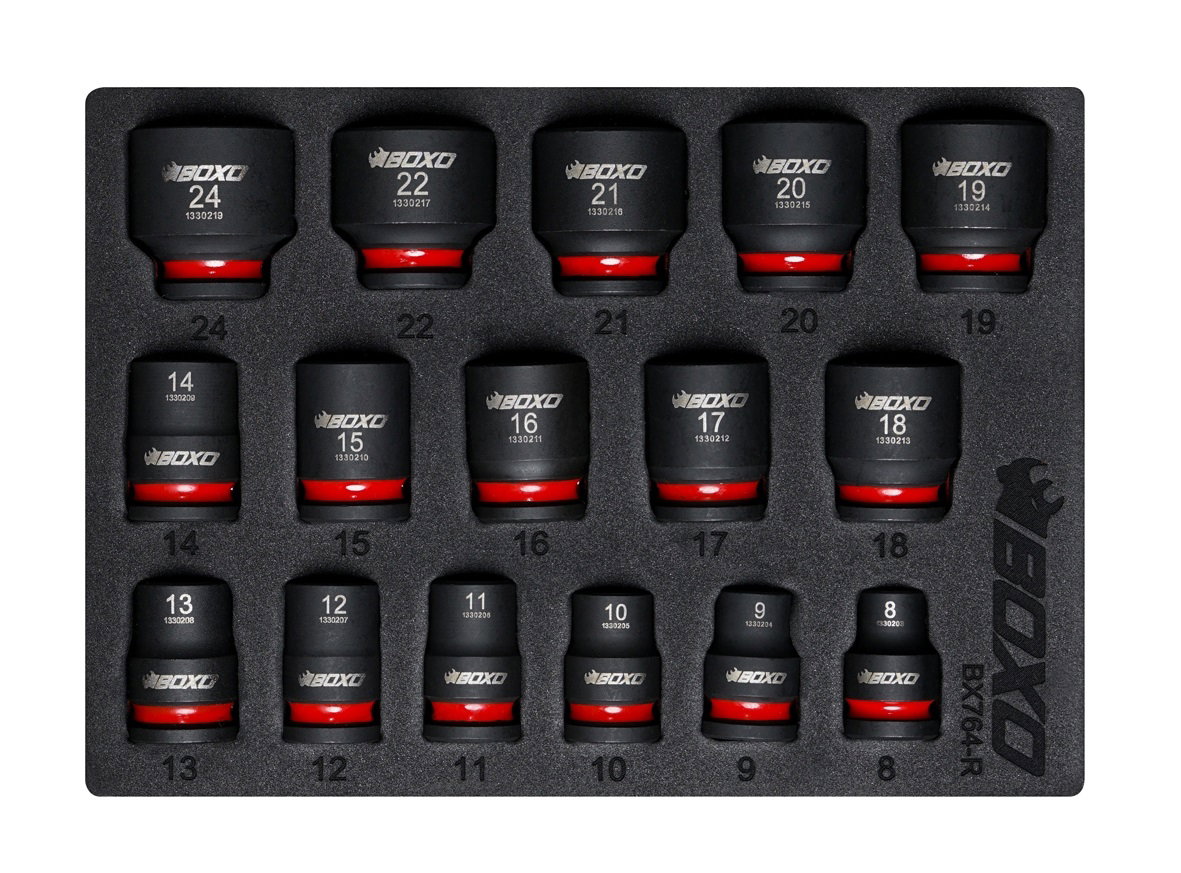 16Pc 3/8"Dr. Shallow Impact Socket Set In EVA Foam