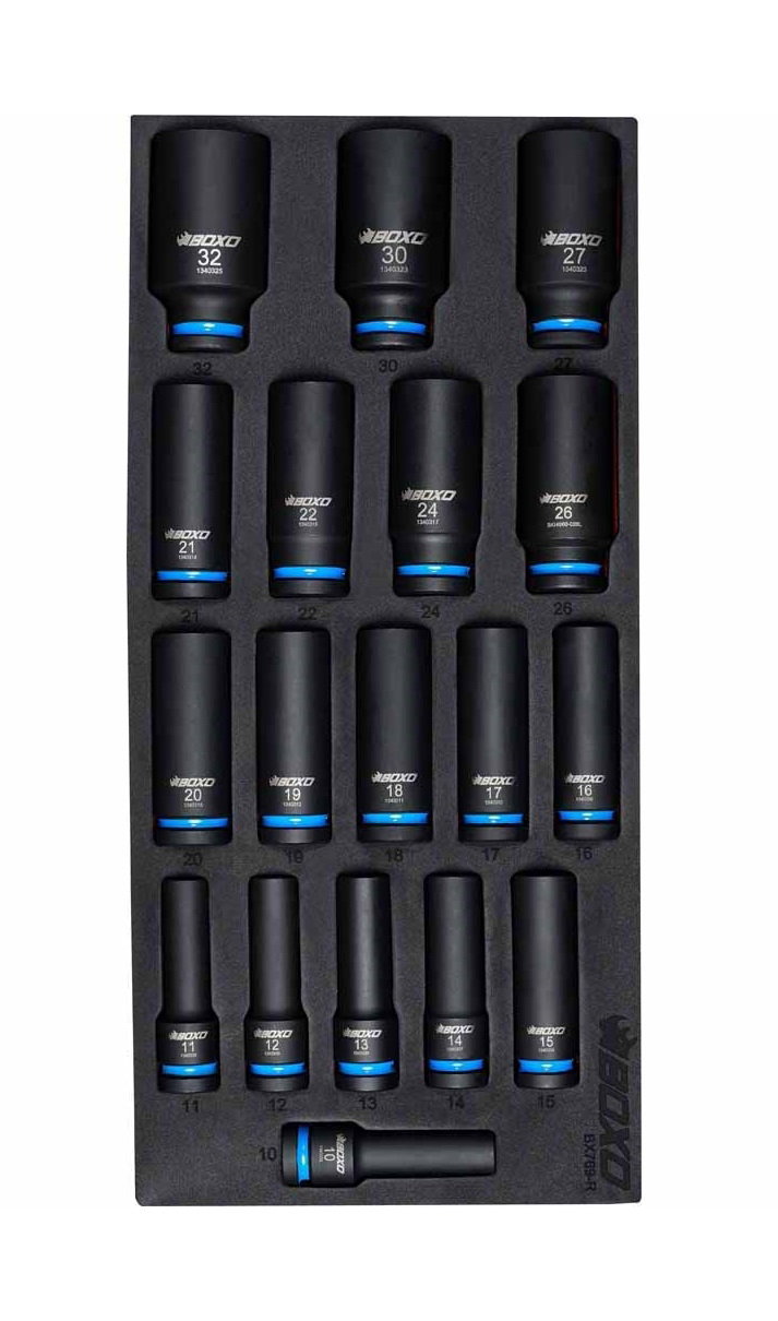 18Pc 1/2" Dr. Impact Deep Socket Set In EVA Foam