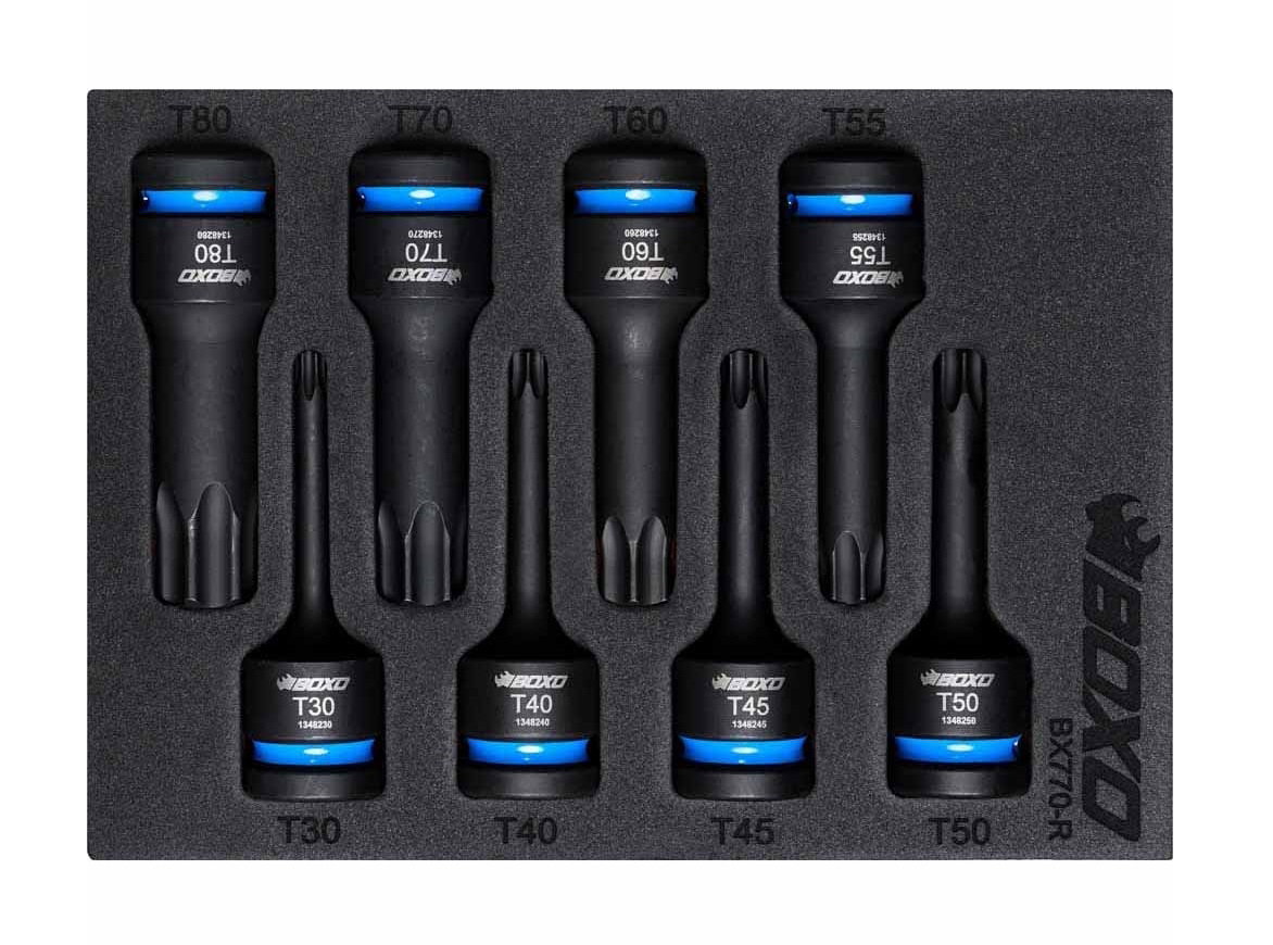 8Pc 1/2 Dr. Impact Torx Bit Socket Set In EVA Foam