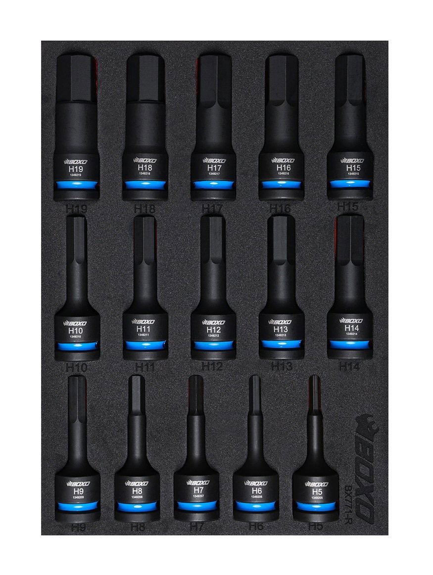 15Pc 1/2"Dr. Impact Hex Bit Socket In EVA Foam