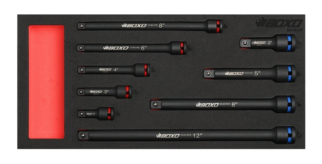 9 Pc 3/8" x 1/2" Dr. Impact Extension Bar Set