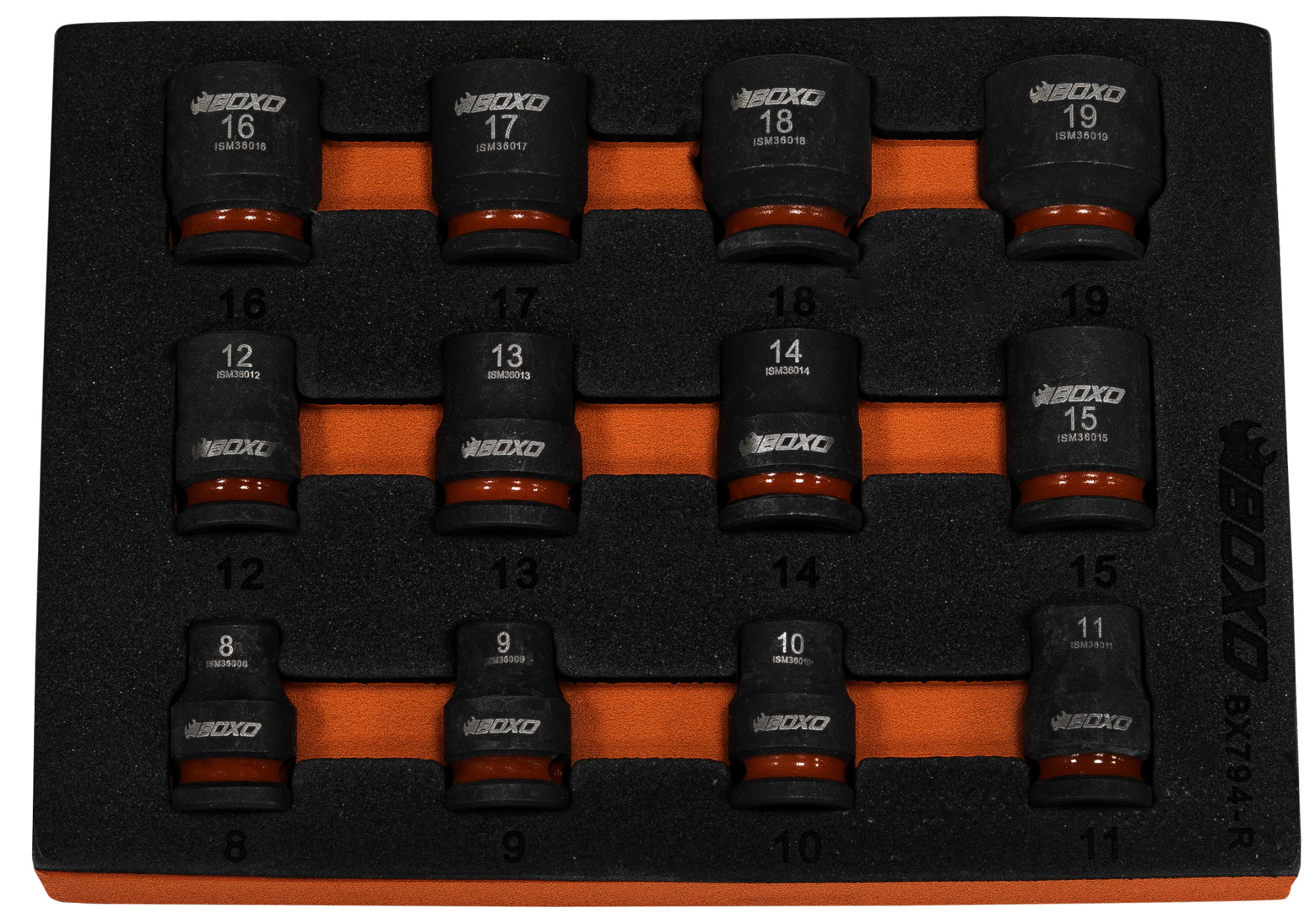 12 pcs 3/8"Dr. Impact Magnetic Socket Set 8 to 19mm