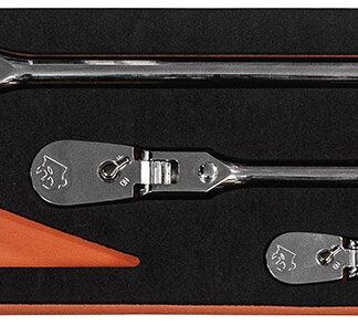3 Pc 90T Flex-Head Ratchet Set With Lock