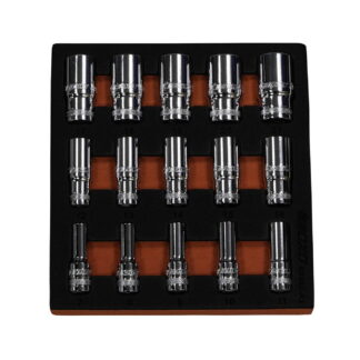 3/8"Dr. 15pcs 12pt Semi Deep Socket Set