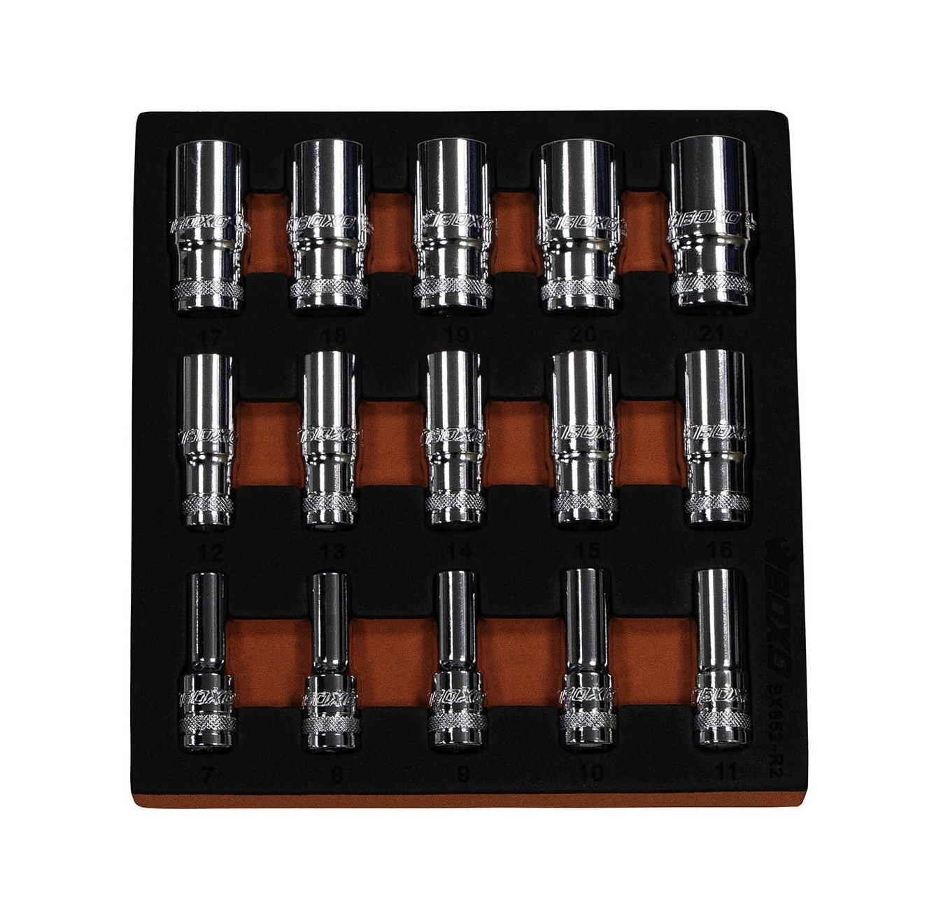 3/8"Dr. 15pcs 12pt Semi Deep Socket Set