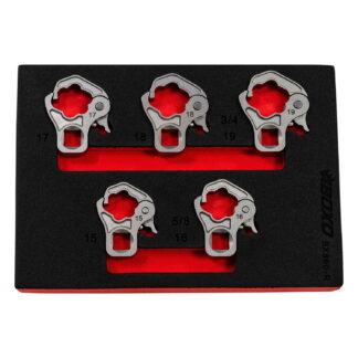 5 Pc 3/8 Dr Ratcheting Flare Nut Set 15,16,17,18,19mm In EVA
