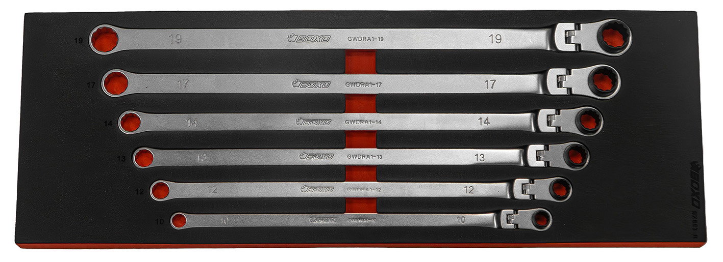 6 Pc XL Flex-Head Reversiable 12PT Deep Box Ratcheting