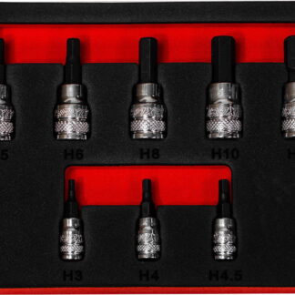 8pcs 1/4" + 3/8" Dr. Hex Magnetic Bit Socket Set