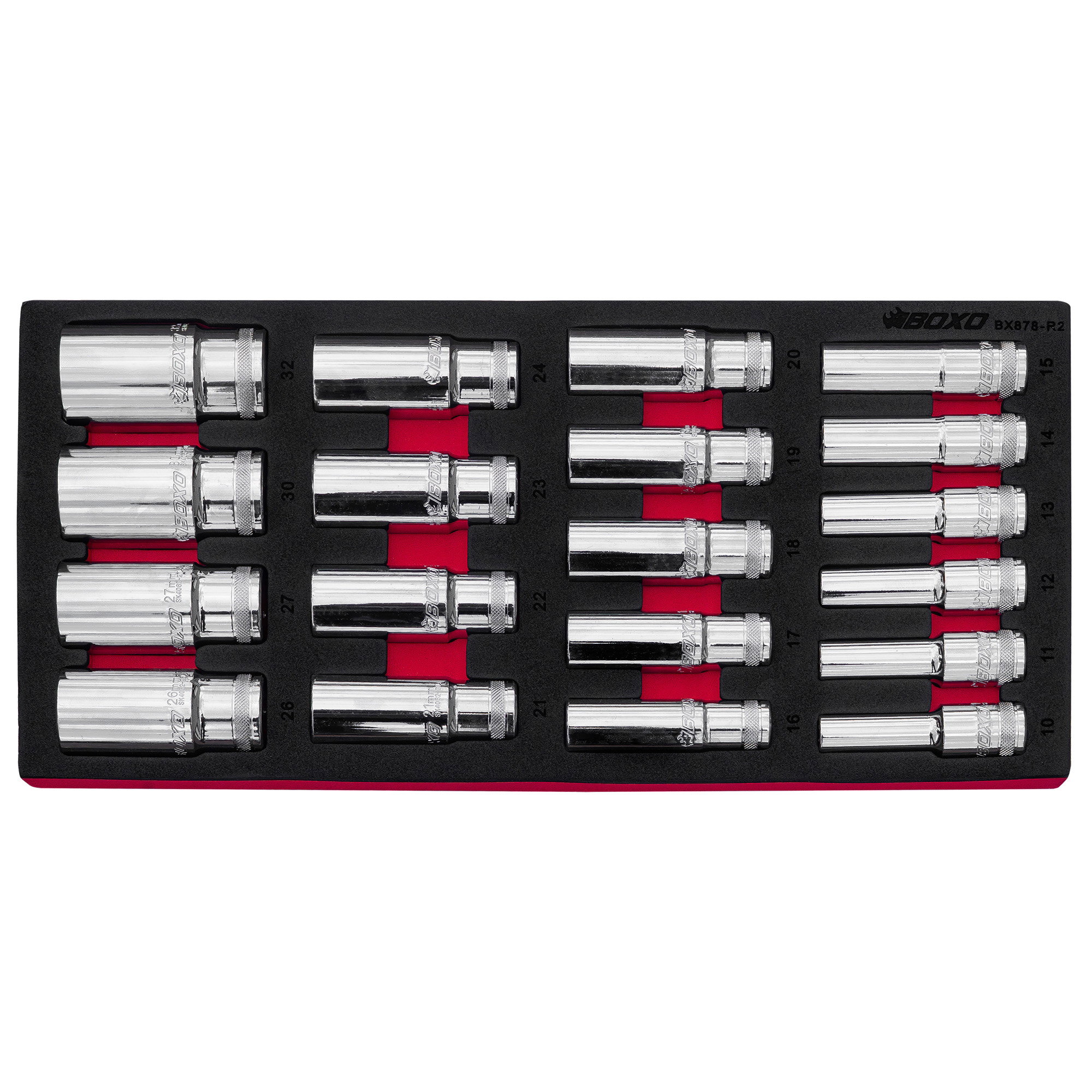 6 PT 1/2" Deep Socket Set 10 - 32mm In EVA Foam