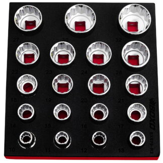 12 PT 1/2" Shallow Socket Set 10 - 32mm In EVA Foam