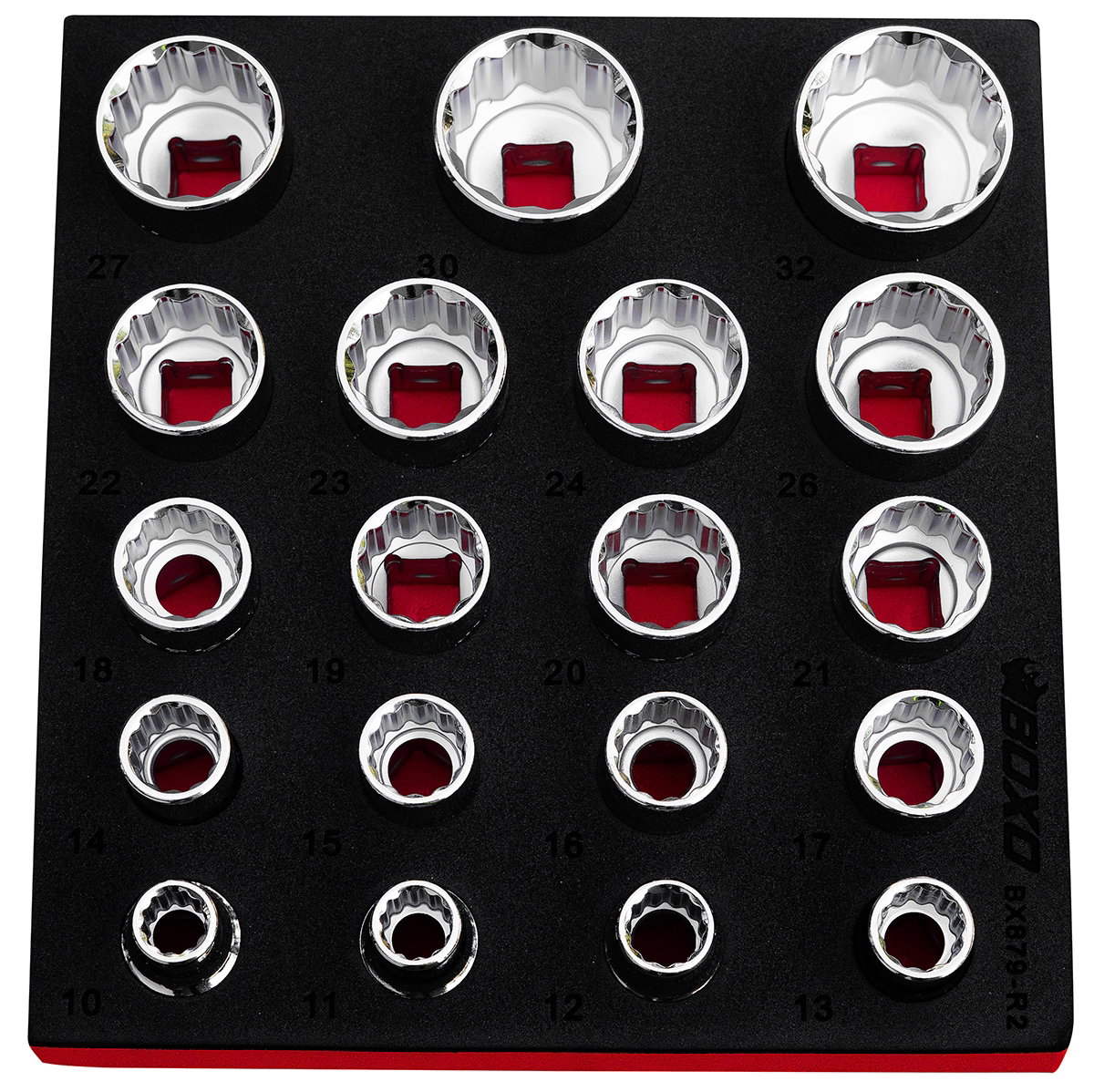 12 PT 1/2" Shallow Socket Set 10 - 32mm In EVA Foam