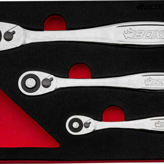 Boxo 3 Pc 72T Slim Head Ratchet Set Push Button Release