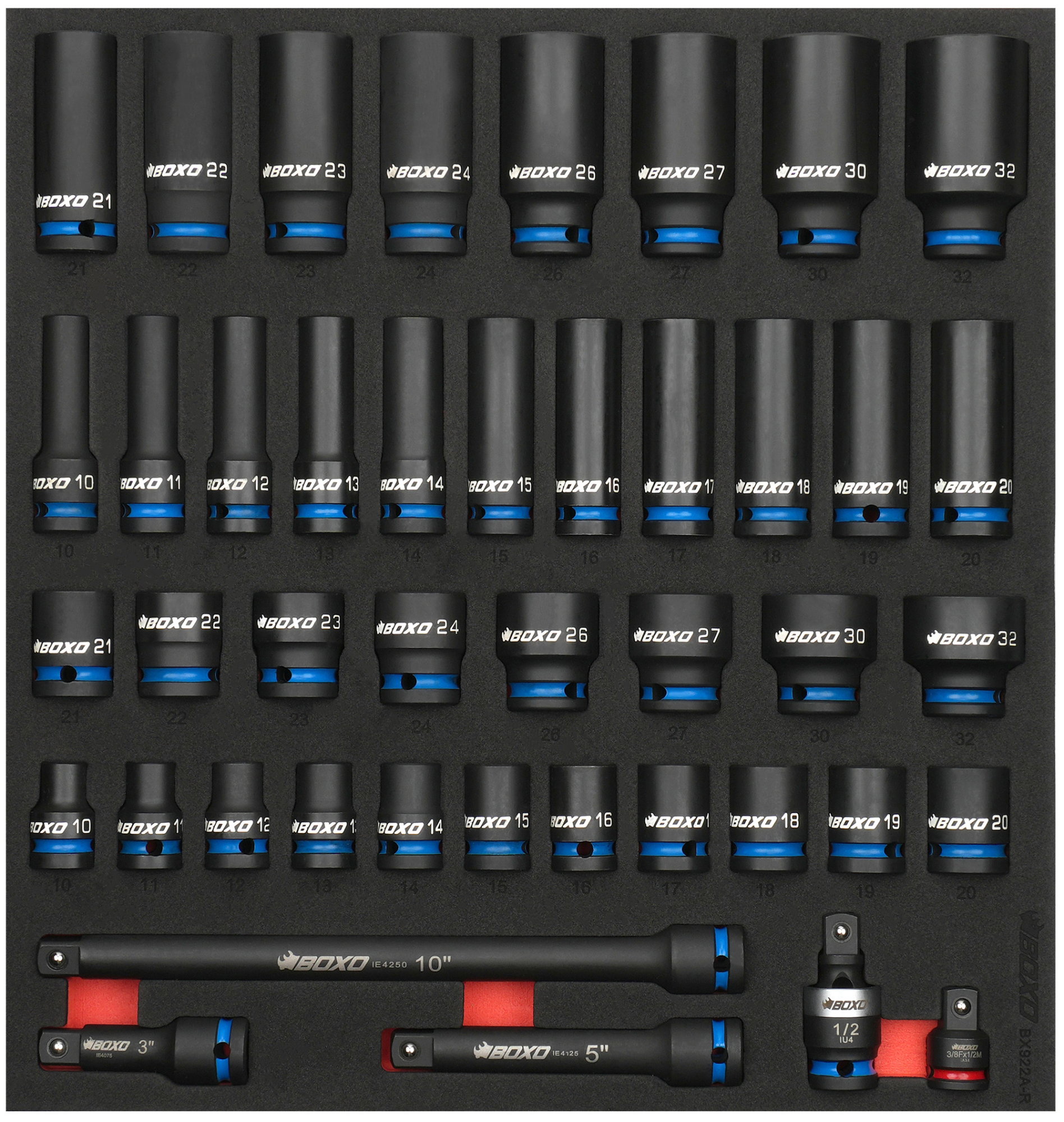 43 Pc 1/2" Master Impact Socket Set Shallow and Deep