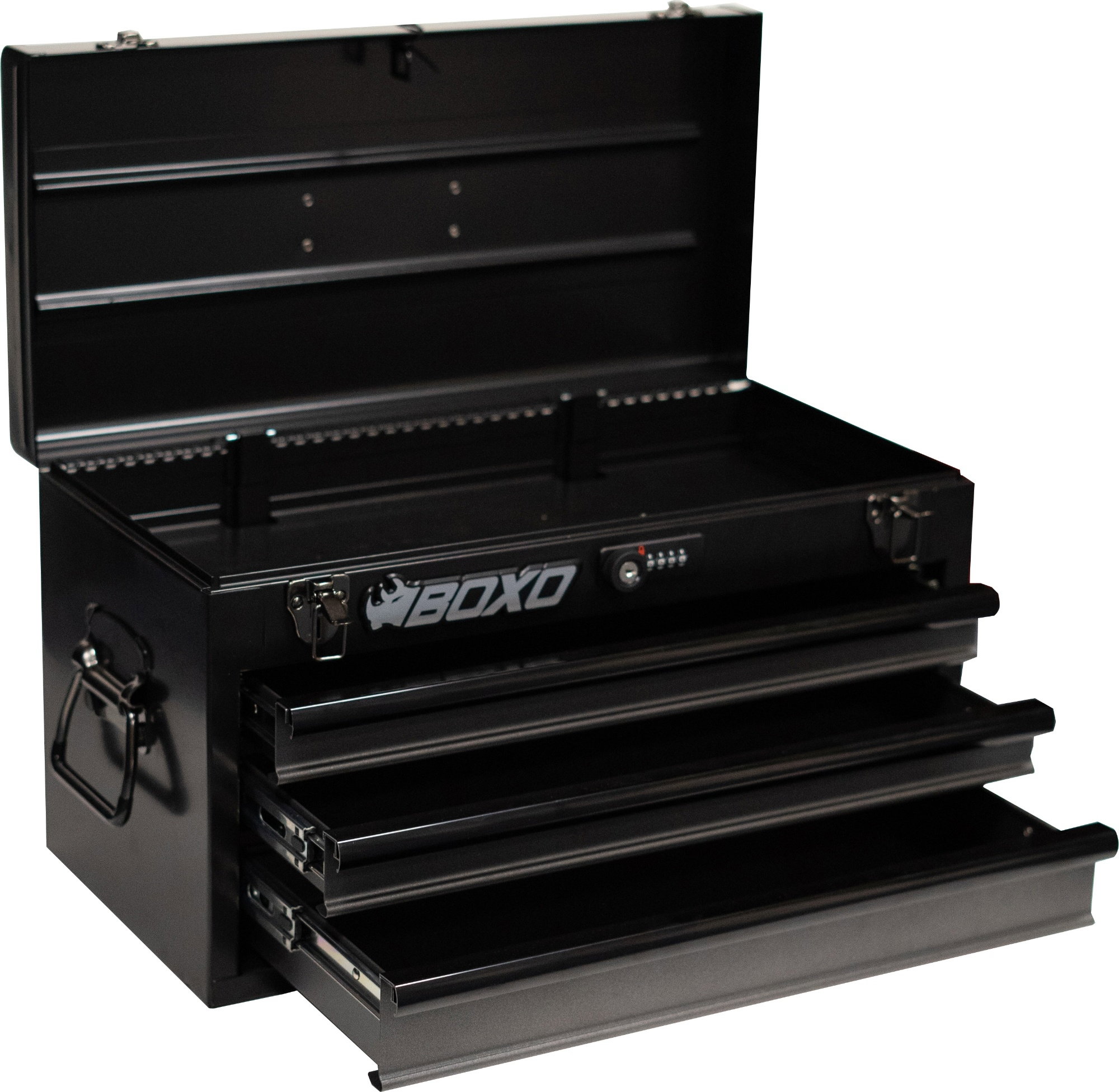 Moto 3 Drawer Carry Box Black Body & Grey Drawers
