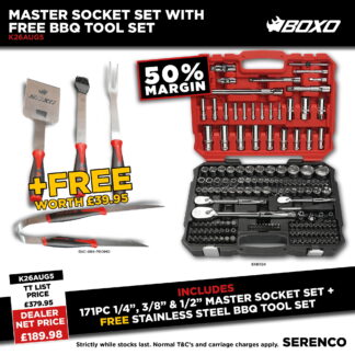 K26AUG5 - Master Socket Set With Free BBQ Tool Set