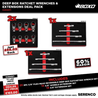 K26SEP1 - Boxo Deep Box Ratchet Wrenches & Extensions Deal Pack
