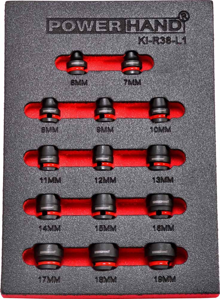 3/8" Low Profile Impact Socket Set in EVA Foam 6-19mm