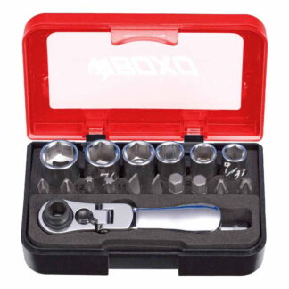 18 Pc 1/4" Socket Set with 1/4" Flex Dual Function Ratchet