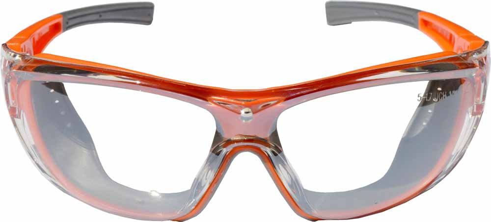 Orange Anti Fog Clear Lens Safety Glasses
