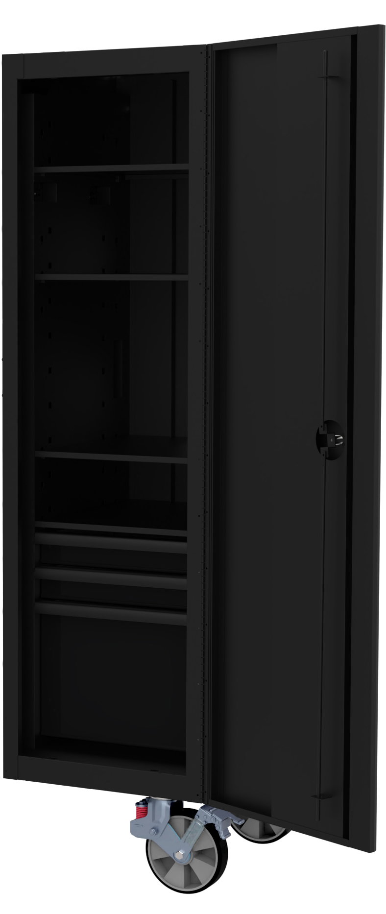 Full Height Side Locker w/4 Shelves & 3 Drawers - Black