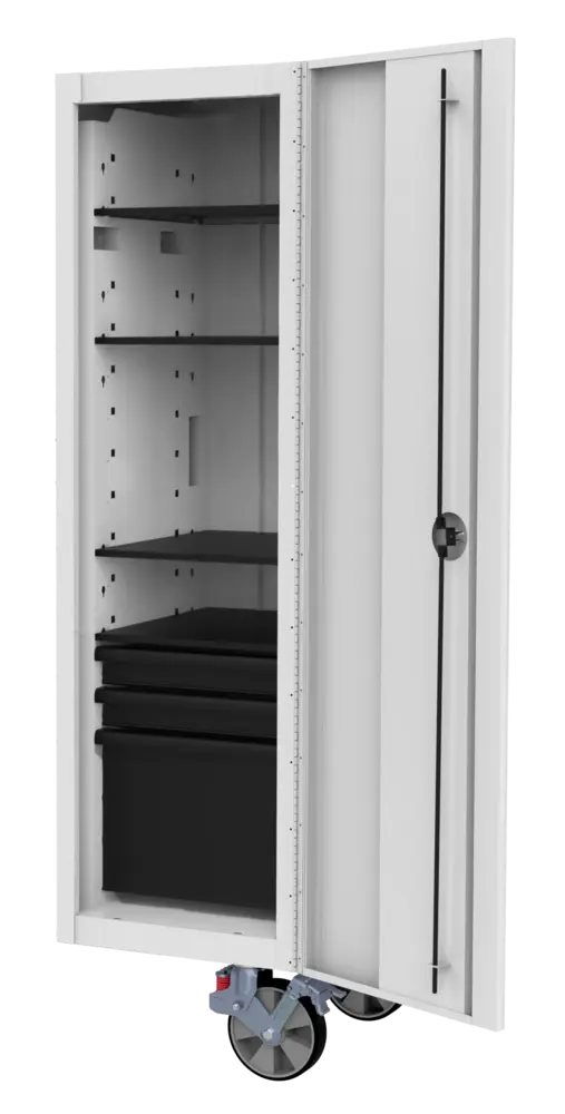 Full Height Side Locker w/4 Shelves & 3 Drawers - White