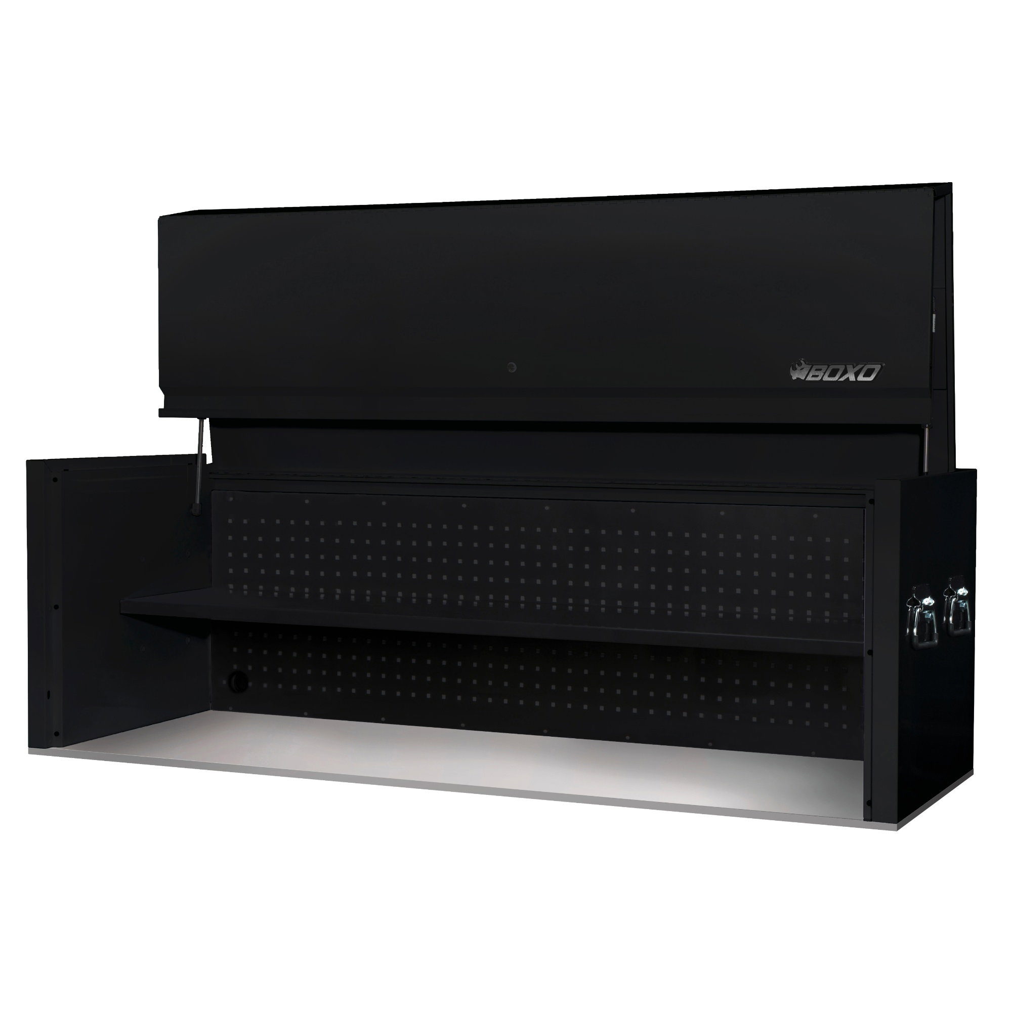 72" Black Top Box + Power Strip + Stainless Tops (Hutch)