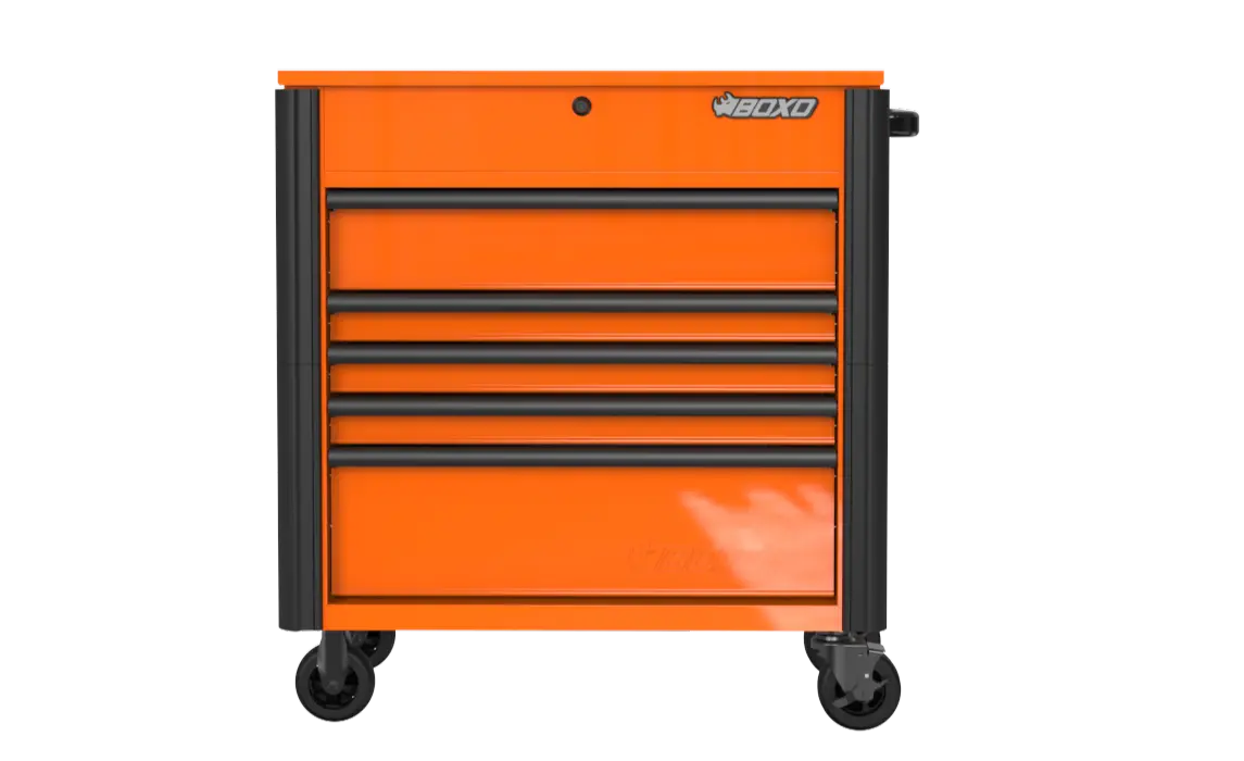 37" 5 Drawer Service Cart - Orange w/ Black Trim