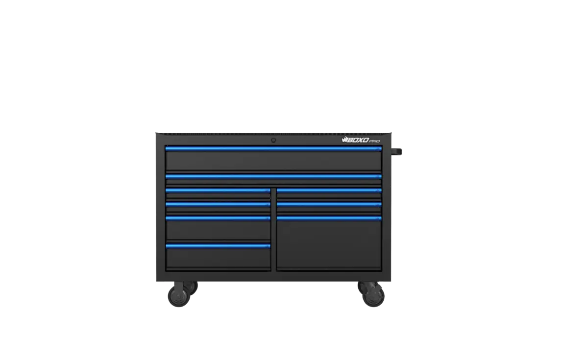 53 Inch 9 Drawer Roll Cabinet Matt Black With Trim Colour Options - Image 7