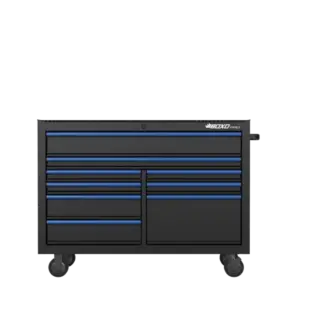 53 Inch 9 Drawer Roll Cabinet Matt Black With Trim Colour Options