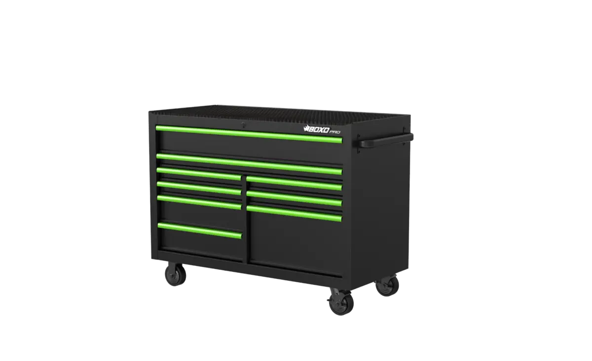 53 Inch 9 Drawer Roll Cabinet Matt Black With Trim Colour Options - Image 2