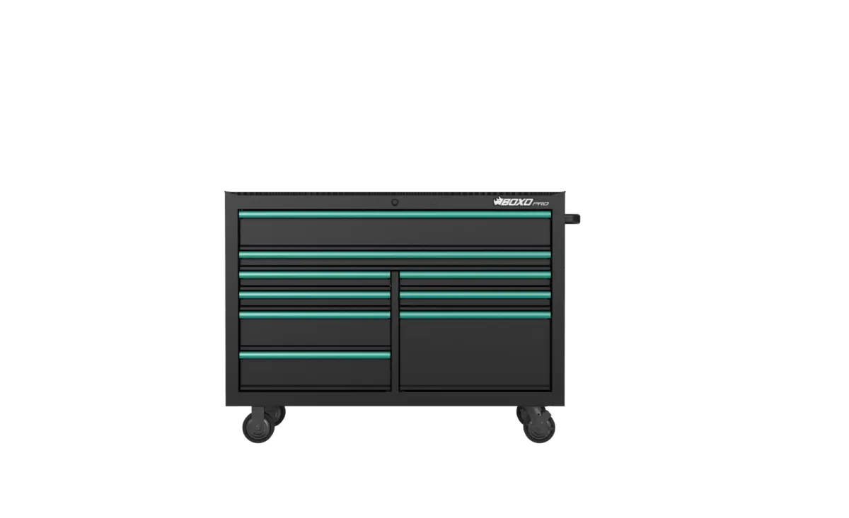 53 Inch 9 Drawer Roll Cabinet Matt Black With Trim Colour Options - Image 5