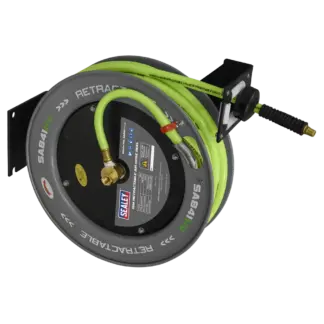 15m Retractable High-Visibility TPR Air Hose with Steel Reel 10mm ID [SA841HV]