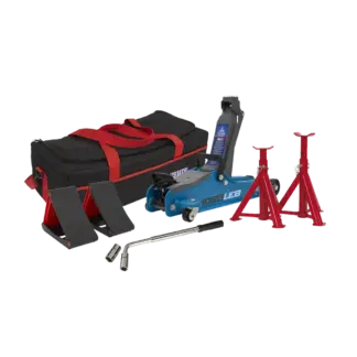 Low Profile Short Chassis Trolley Jack  2 Tonne & Accessories Bag Combo - Blue [1020LEBBAGCOMBO]