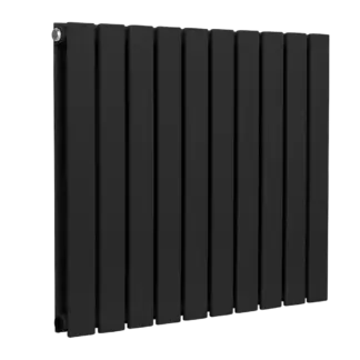 Baridi Horizontal Radiator Contemporary Double Flat Panel Design 600 x 700mm – Black [DH345]