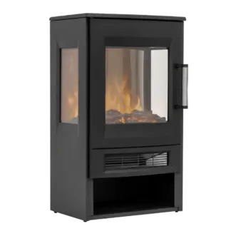 Baridi Panoramic Electric Stove Heater with LED Flame Effect & Log Storage 1800W - Black [DH123]