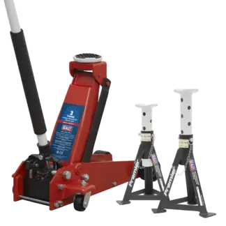 Trolley Jack 3 Tonne & Axle Stands (Pair) 3 Tonne per Stand Combo [3000CXDCOMBO1]