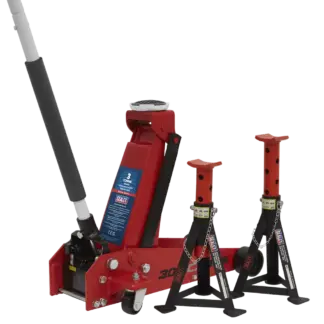 Standard Chassis Trolley Jack 3 Tonne with Axle Stands (Pair) 3 Tonne Capacity per Stand [3010CX]