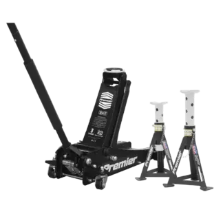 Premier Trolley Jack 3 Tonne & Axle Stands (Pair) 3 Tonne per Stand Combo [3040ABCOMBO]