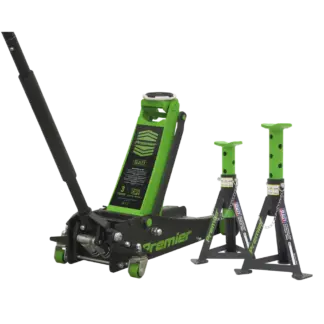 Premier Trolley Jack 3 Tonne & Axle Stands (Pair) 3 Tonne per Stand Combo [3040AGCOMBO1]