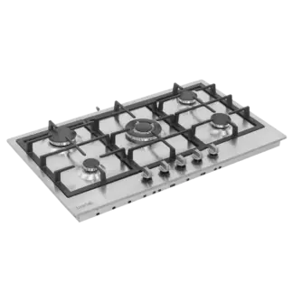 Baridi 90cm Gas Hob Stainless Steel with 5 Burners, Cast Iron Supports & Auto Ignition 11kW [DH382]