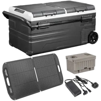 Dellonda Portable Fridge Freezer/Cool Box 95L with 11.1V Portable Battery, AC/DC 230V Adaptor & 110W Solar Panel [DL175]