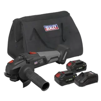 Premier SV20 Series 115mm Brushless Cordless Angle Grinder Kit 20V 4Ah - 2 Batteries & Euro Plug [CP20VAGXKITEU]