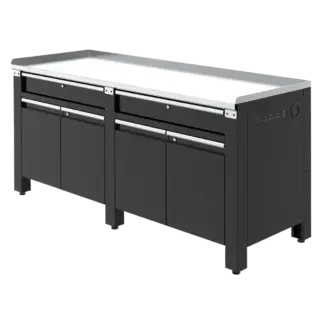 Premier Heavy-Duty Workbench with Galvanized Steel Worktop, 2 Drawers, 2 Cupboards & Power Strip 2m [AP5020GS]