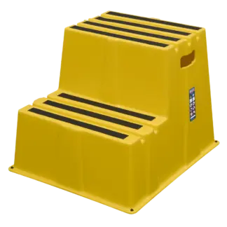Heavy-Duty 2-Step Safety Steps with Anti-Slip Treads 150kg Capacity, Yellow - EN 14183 [KS6]